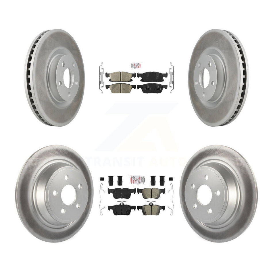 Front Ceramic Rear Semi-Metallic Pads And Coated Disc Brake Rotors Kit For Ford Edge KGA-102533
