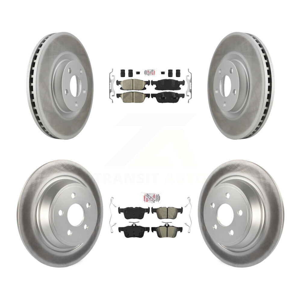 Front Ceramic Rear Semi-Metallic Pads And Coated Disc Brake Rotors Kit For Ford Edge KGA-102536