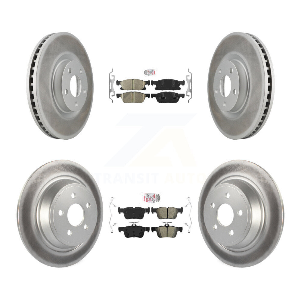 Front Ceramic Rear Semi-Metallic Pads And Coated Disc Brake Rotors Kit For Ford Edge KGA-102537