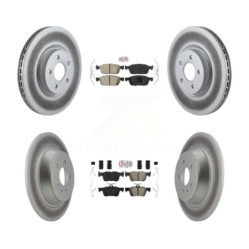 Front Ceramic Rear Semi-Metallic Pad & Coated Brake Rotor Kit For Ford Escape Lincoln MKC KGA-102546