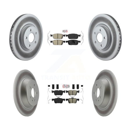 Front Ceramic Rear Semi-Metallic Pad & Coated Brake Rotor Kit For Ford Escape Lincoln MKC KGA-102546