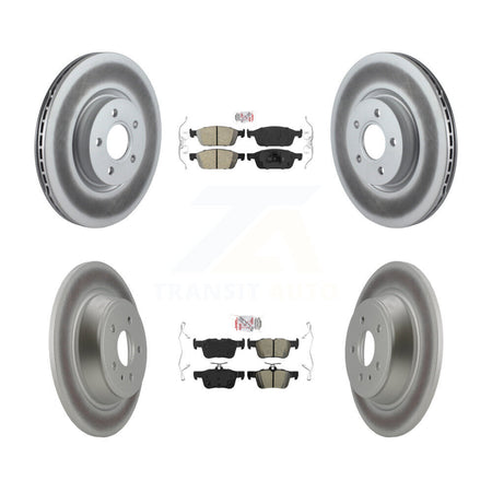 Front Ceramic Rear Semi-Metallic Pad & Coated Brake Rotor Kit For Ford Escape Lincoln MKC KGA-102553