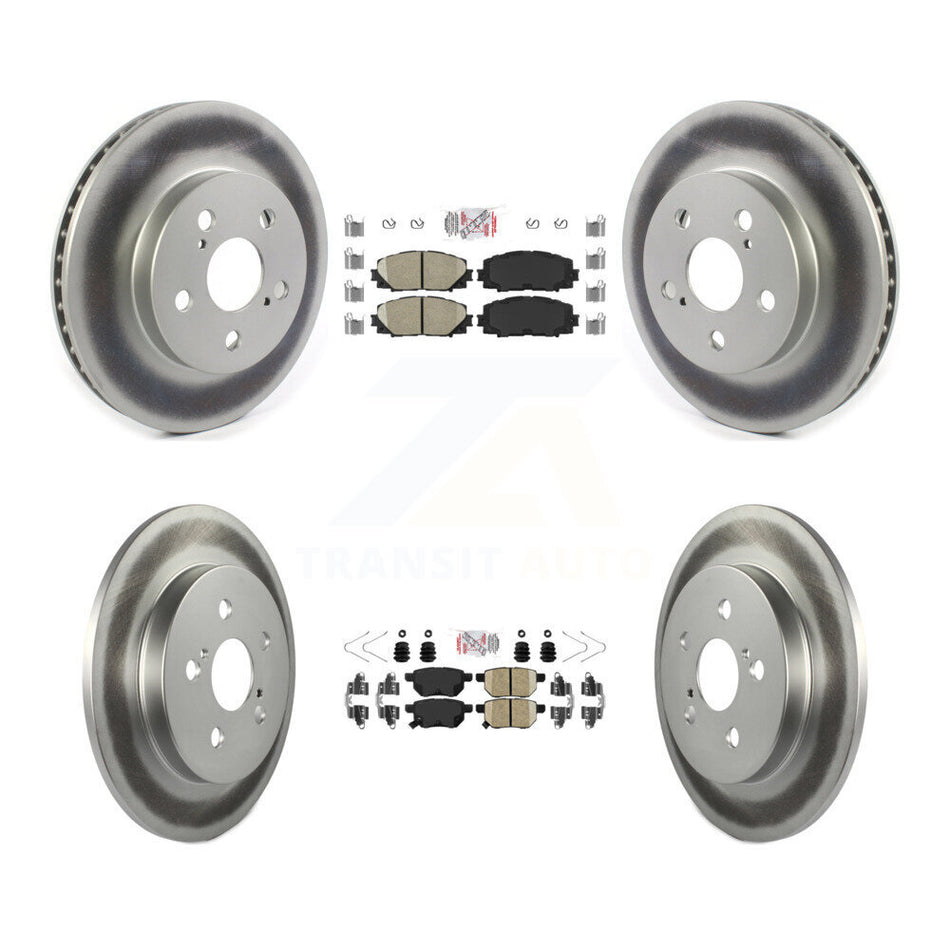 Front Rear Ceramic Pad & Coated Disc Brake Rotor Kit For Toyota Corolla Prius Prime AWD-e KGA-102630