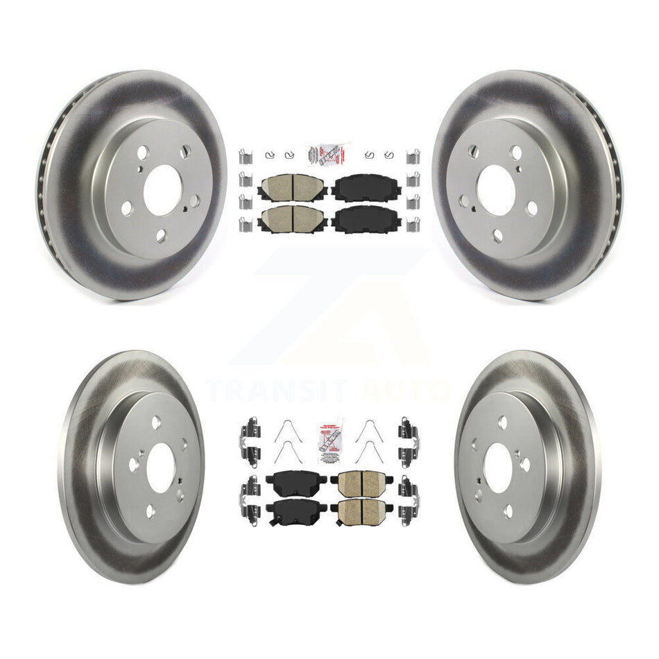 Front Rear Ceramic Pad & Coated Disc Brake Rotor Kit For Toyota Corolla Prius Prime AWD-e KGA-102632