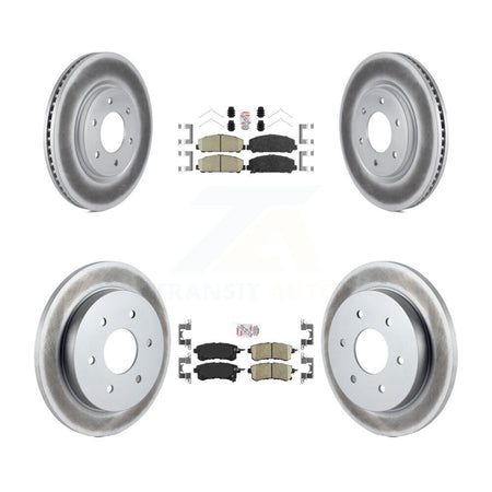 Front Rear Ceramic Pad Coat Brake Rotors Kit For 2017-2019 Nissan Armada With Solid Rotor KGA-102650
