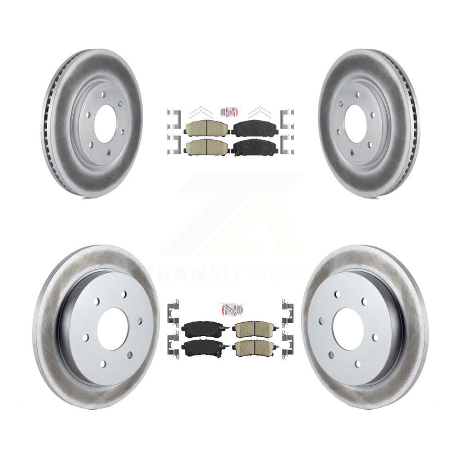 Front Rear Ceramic Pad Coat Brake Rotors Kit For 2017-2019 Nissan Armada With Solid Rotor KGA-102651