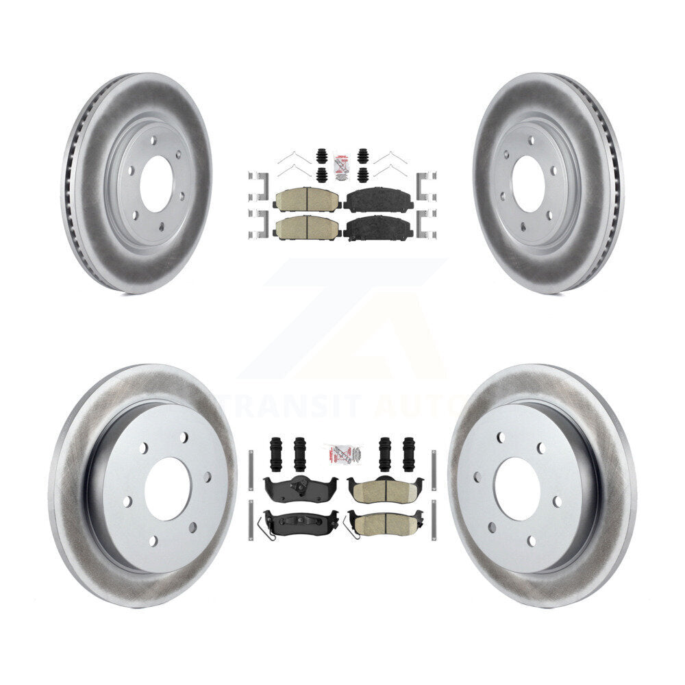 Front Rear Ceramic Pad Coated Disc Brake Rotors Kit For Nissan TITAN Armada INFINITI QX56 KGA-102654