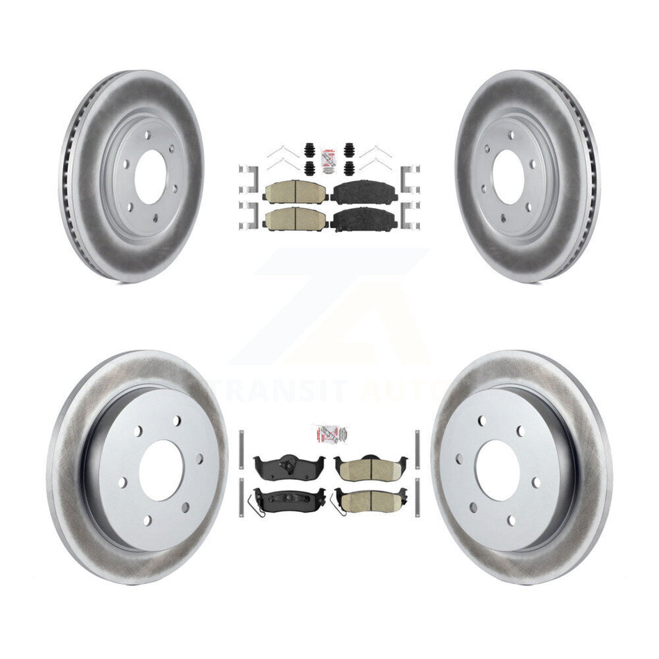 Front Rear Ceramic Pad Coated Disc Brake Rotors Kit For Nissan TITAN Armada INFINITI QX56 KGA-102658