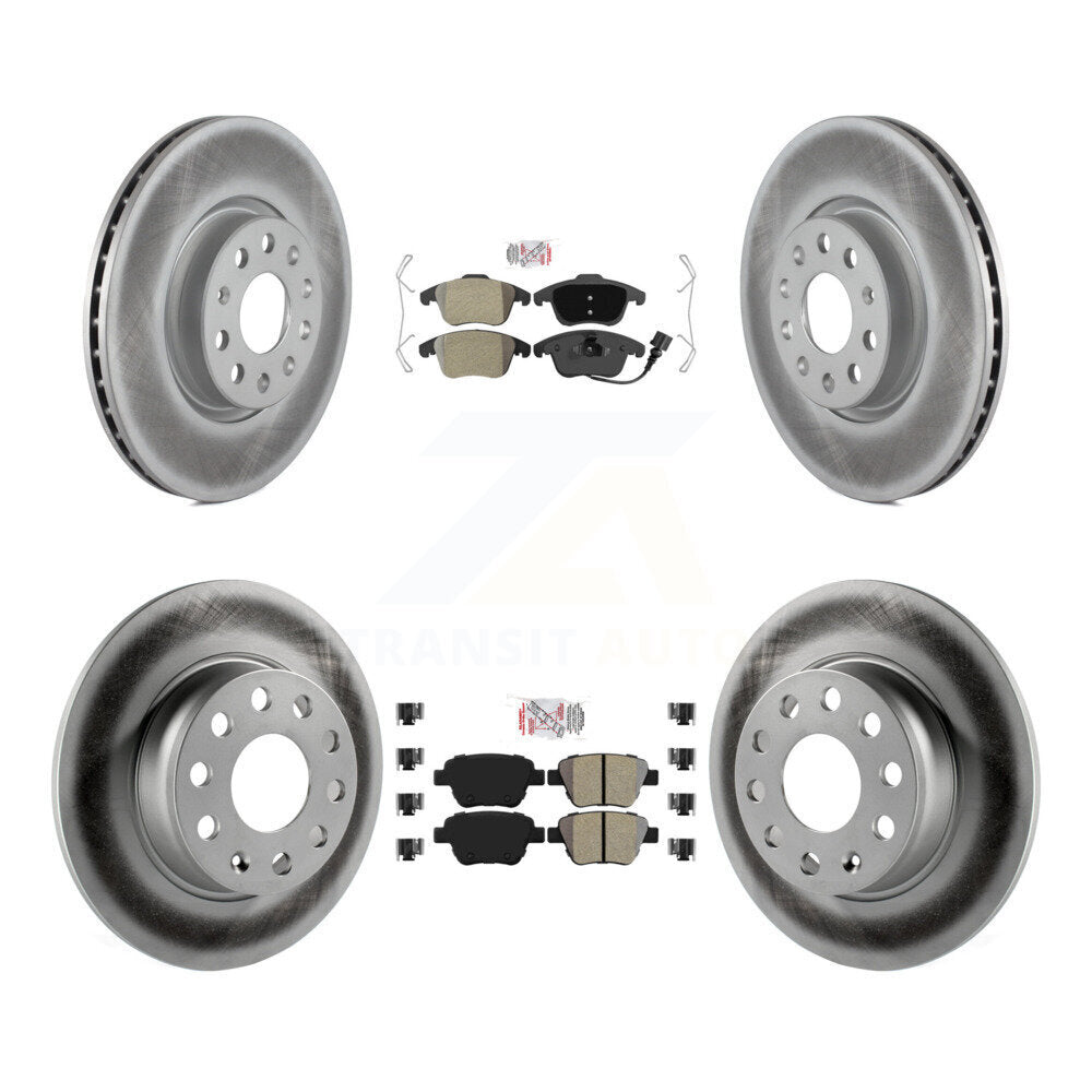 Front Rear Semi-Metallic Pad Coated Disc Brake Rotors Kit For 2012-2014 Volkswagen Passat KGA-102667