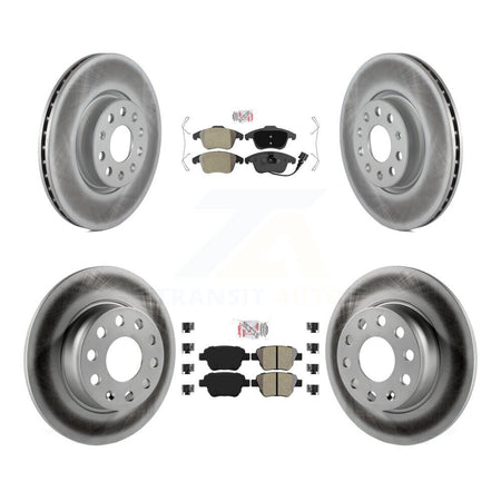 Front Rear Semi-Metallic Pad Coated Disc Brake Rotors Kit For 2012-2014 Volkswagen Passat KGA-102667
