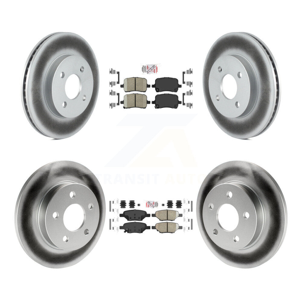 Front Rear Ceramic Pad & Coated Brake Rotor Kit For 2007-2008 Pontiac G5 Disc rear brakes KGA-102688