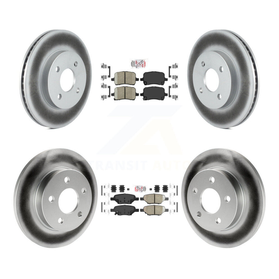Front Rear Ceramic Pad & Coated Brake Rotor Kit For 2007-2008 Pontiac G5 Disc rear brakes KGA-102688