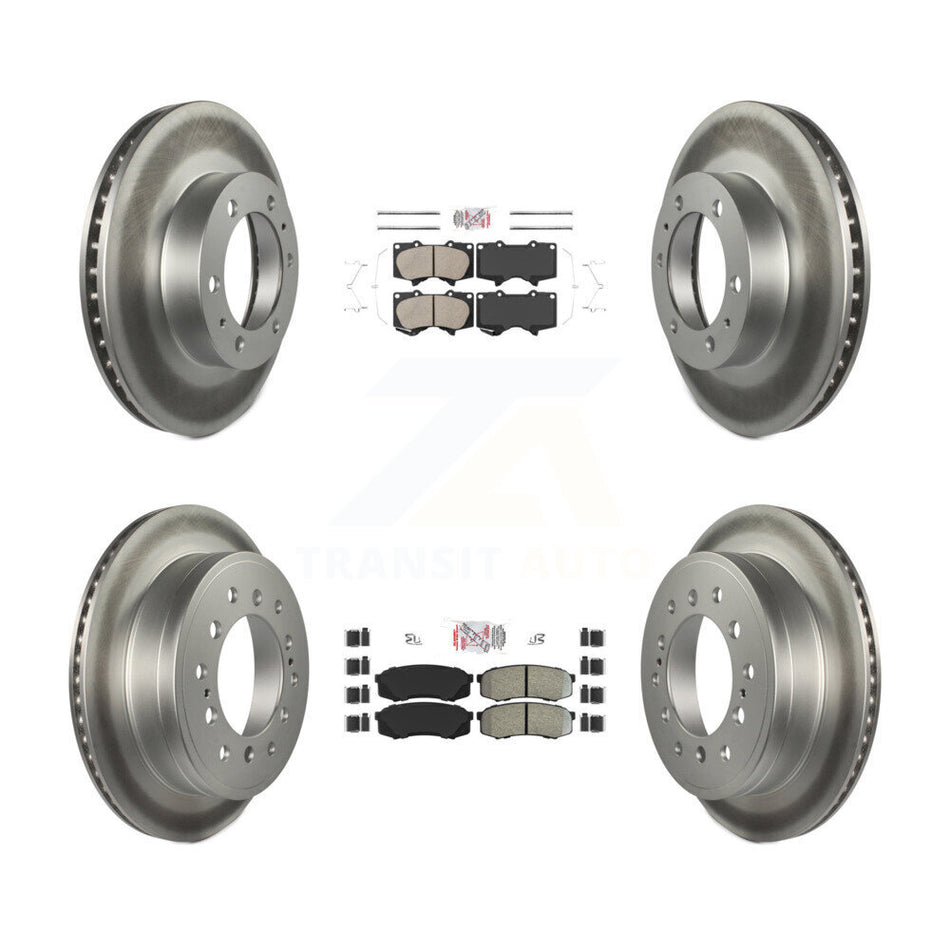 Front Ceramic Rear Semi-Metallic Pad Coat Brake Rotor Kit For 2010-2014 Toyota FJ Cruiser KGA-102708