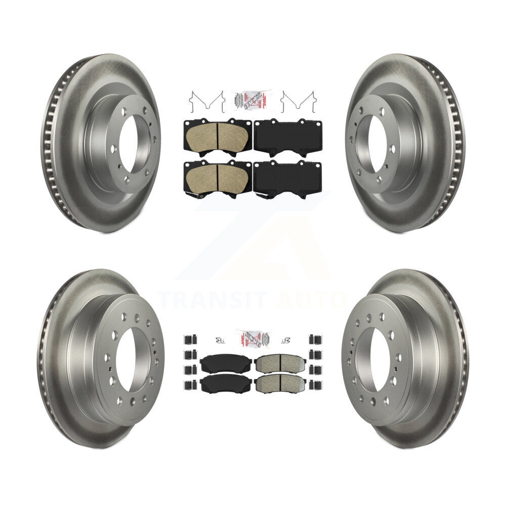 Front Ceramic Rear Semi-Metallic Pad Coat Brake Rotors Kit For Toyota 4Runner Lexus GX460 KGA-102711