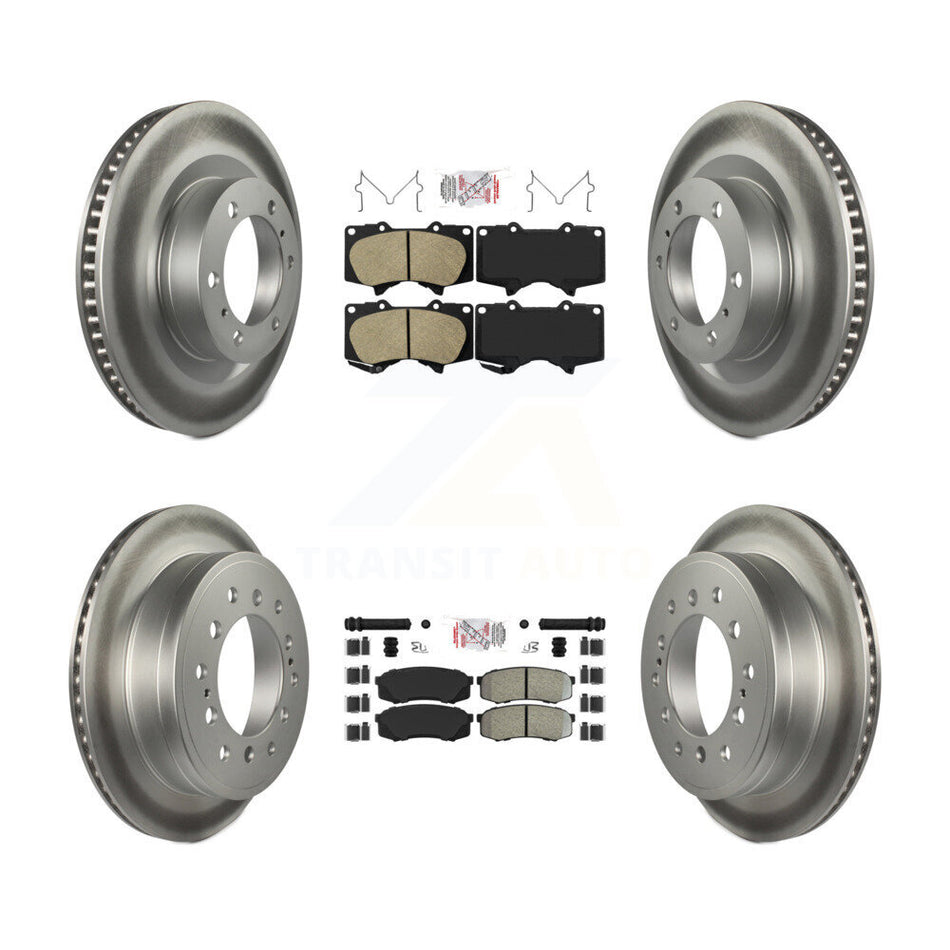 Front Ceramic Rear Semi-Metallic Pad Coat Brake Rotors Kit For Toyota 4Runner Lexus GX460 KGA-102713