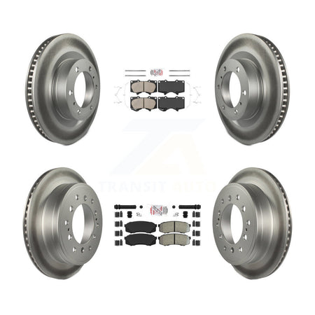 Front Ceramic Rear Semi-Metallic Pad Coat Brake Rotors Kit For Toyota 4Runner Lexus GX460 KGA-102714