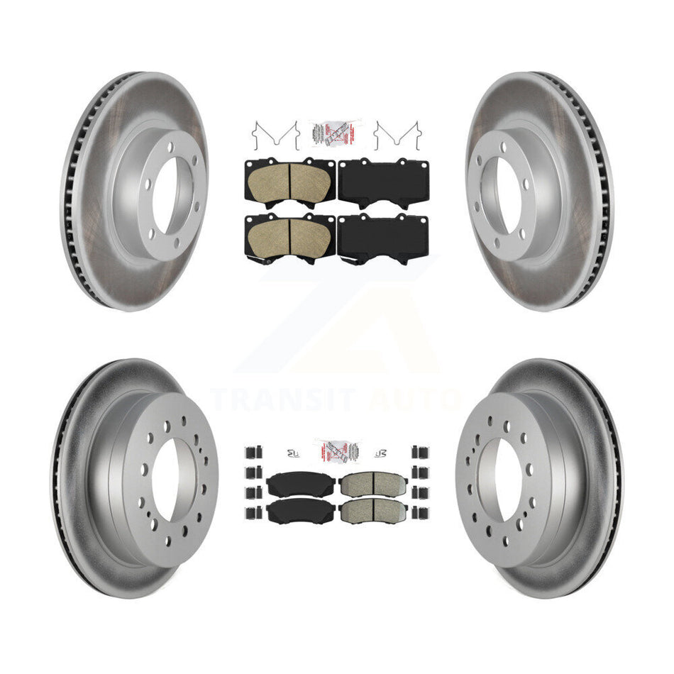 Front Ceramic Rear Semi-Metallic Pad Coat Brake Rotors Kit For Toyota 4Runner Lexus GX470 KGA-102715