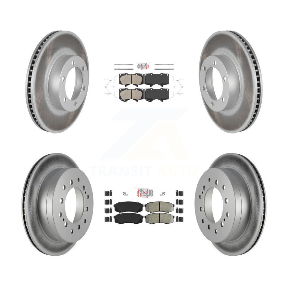 Front Ceramic Rear Semi-Metallic Pad Coat Brake Rotors Kit For Toyota 4Runner Lexus GX470 KGA-102716