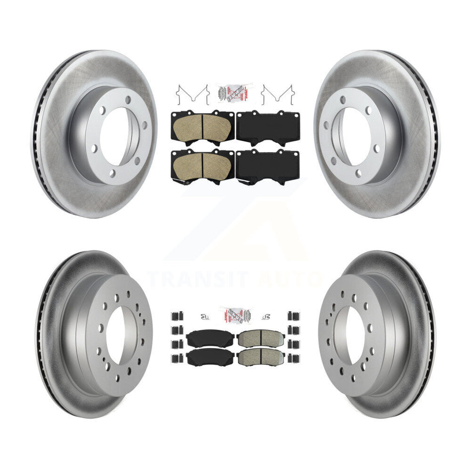 Front Ceramic Rear Semi-Metallic Pads And Coated Disc Brake Rotors Kit For Toyota Sequoia KGA-102719