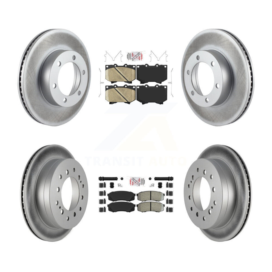 Front Ceramic Rear Semi-Metallic Pads And Coated Disc Brake Rotors Kit For Toyota Sequoia KGA-102728