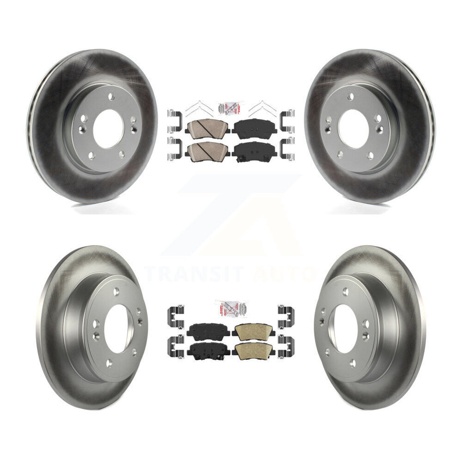 Front Rear Ceramic Pad And Coated Disc Brake Rotor Kit For 2017-2020 Hyundai Elantra 2.0L KGA-102773