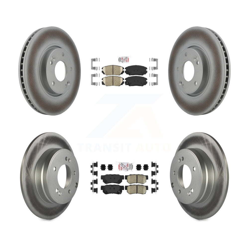 Front Rear Ceramic Pads And Coated Disc Brake Rotors Kit For Hyundai Sonata 3.3L KGA-102818