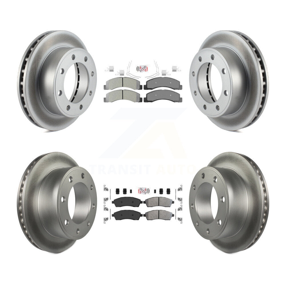 Front Rear Semi-Metallic Pad Coat Brake Rotor Kit For Ford F-250 Super Duty Excursion 4WD KGA-102838
