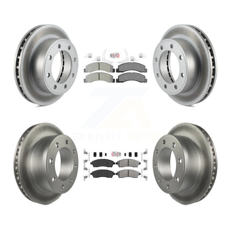 Front Rear Semi-Metallic Pad Coat Brake Rotor Kit For Ford F-250 Super Duty Excursion 4WD KGA-102838