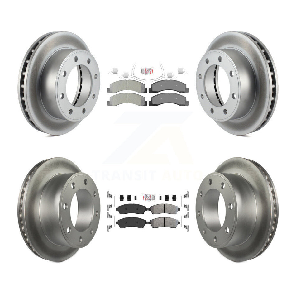 Front Rear Semi-Metallic Pad Coat Brake Rotor Kit For Ford F-250 Super Duty Excursion 4WD KGA-102838
