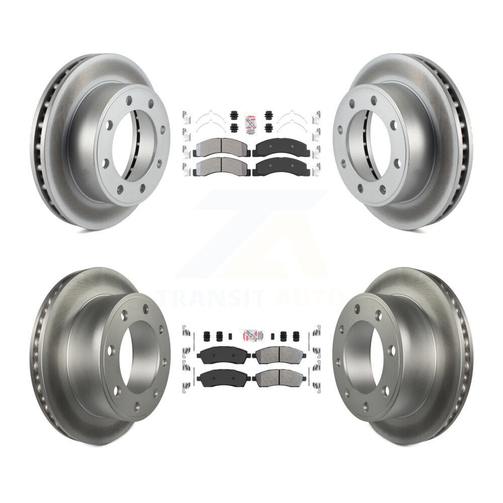 Front Rear Semi-Metallic Pad Coat Brake Rotor Kit For Ford F-250 Super Duty Excursion 4WD KGA-102839