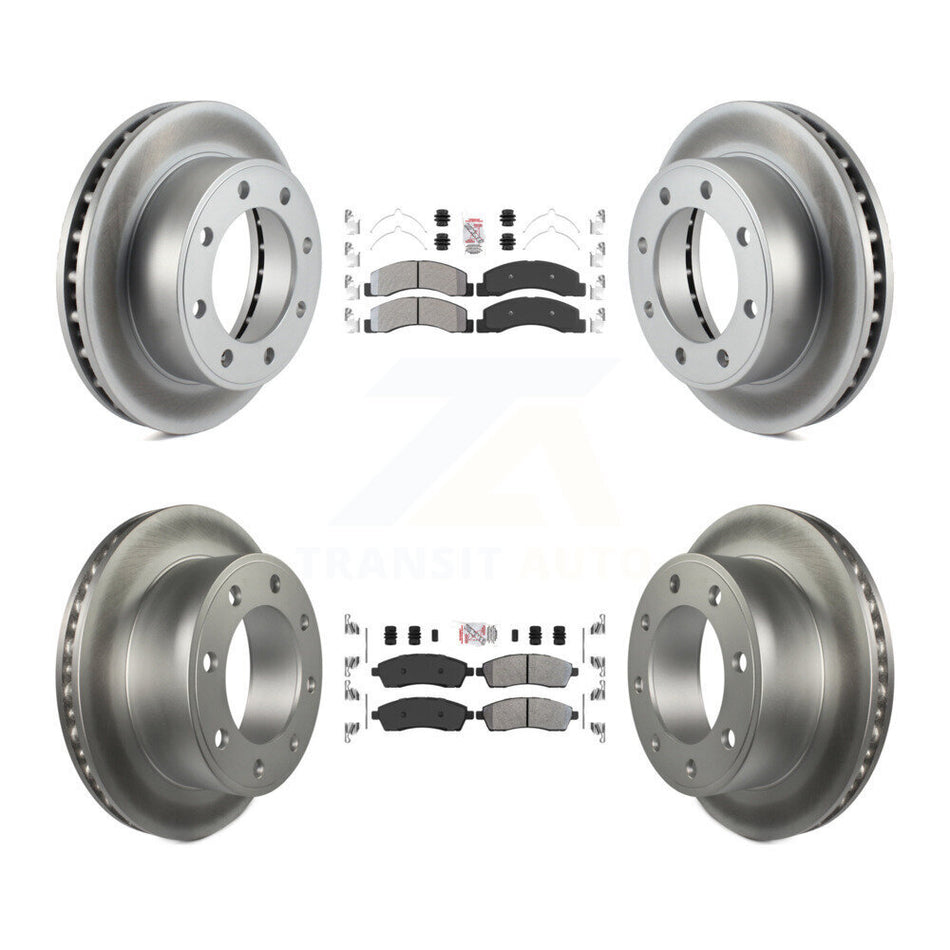 Front Rear Semi-Metallic Pad Coat Brake Rotor Kit For Ford F-250 Super Duty Excursion 4WD KGA-102839