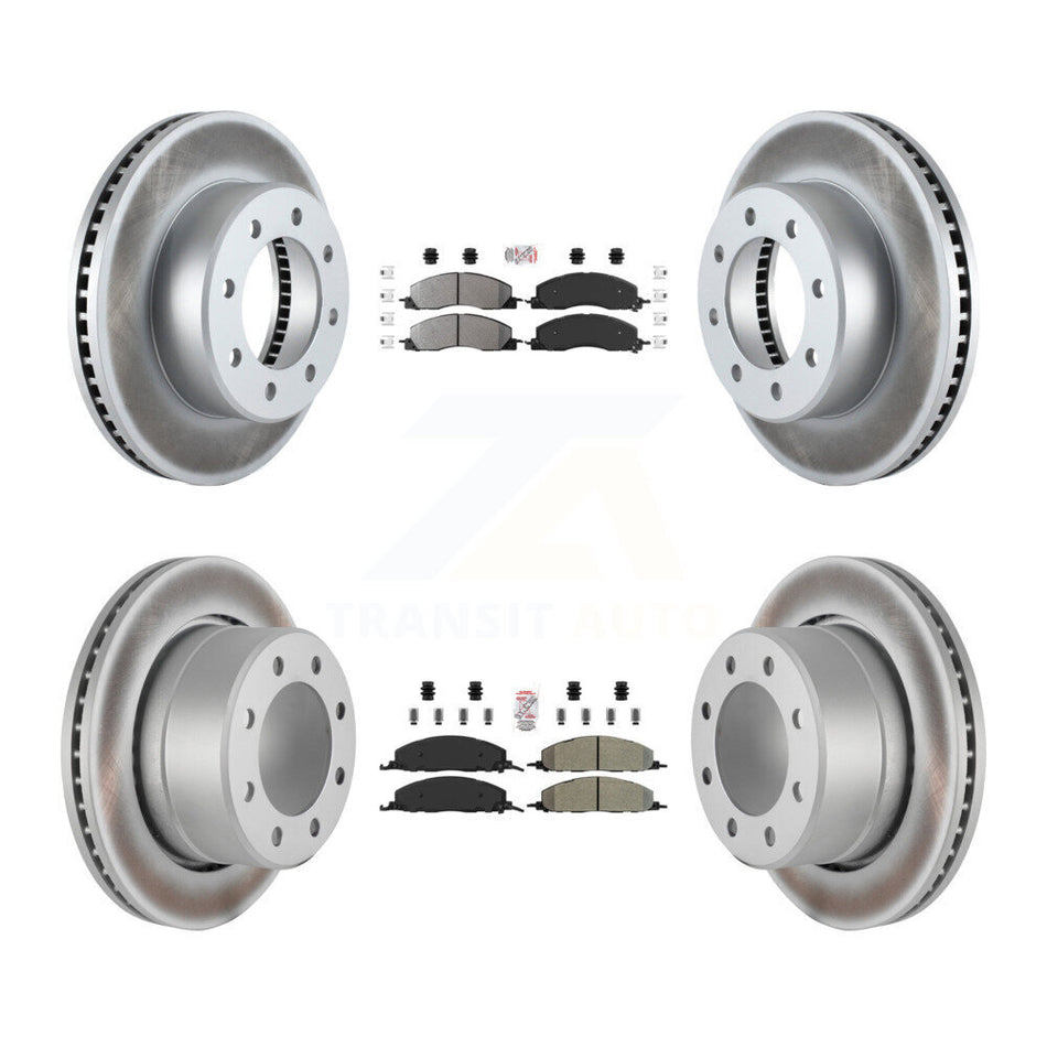 Front Rear Semi-Metallic Pad And Coated Disc Brake Rotor Kit For Ram 3500 2500 1500 Dodge KGA-102860