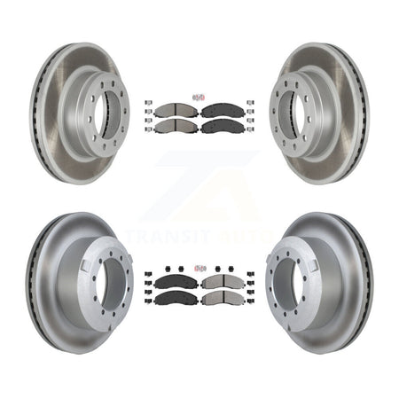 Front Rear Semi-Metallic Pad Coated Brake Rotor Kit For Ford F-450 Super Duty F-550 F-600 KGA-102872