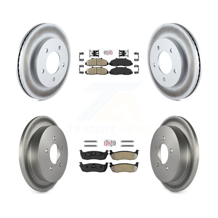 Front Ceramic Rear Semi-Metallic Pad & Coated Brake Rotor Kit For Ford F-150 Heritage 4WD KGA-102923