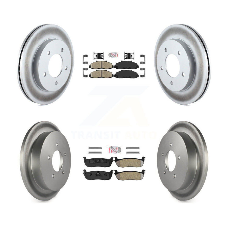 Front Ceramic Rear Semi-Metallic Pad & Coated Brake Rotor Kit For Ford F-150 Heritage 4WD KGA-102923