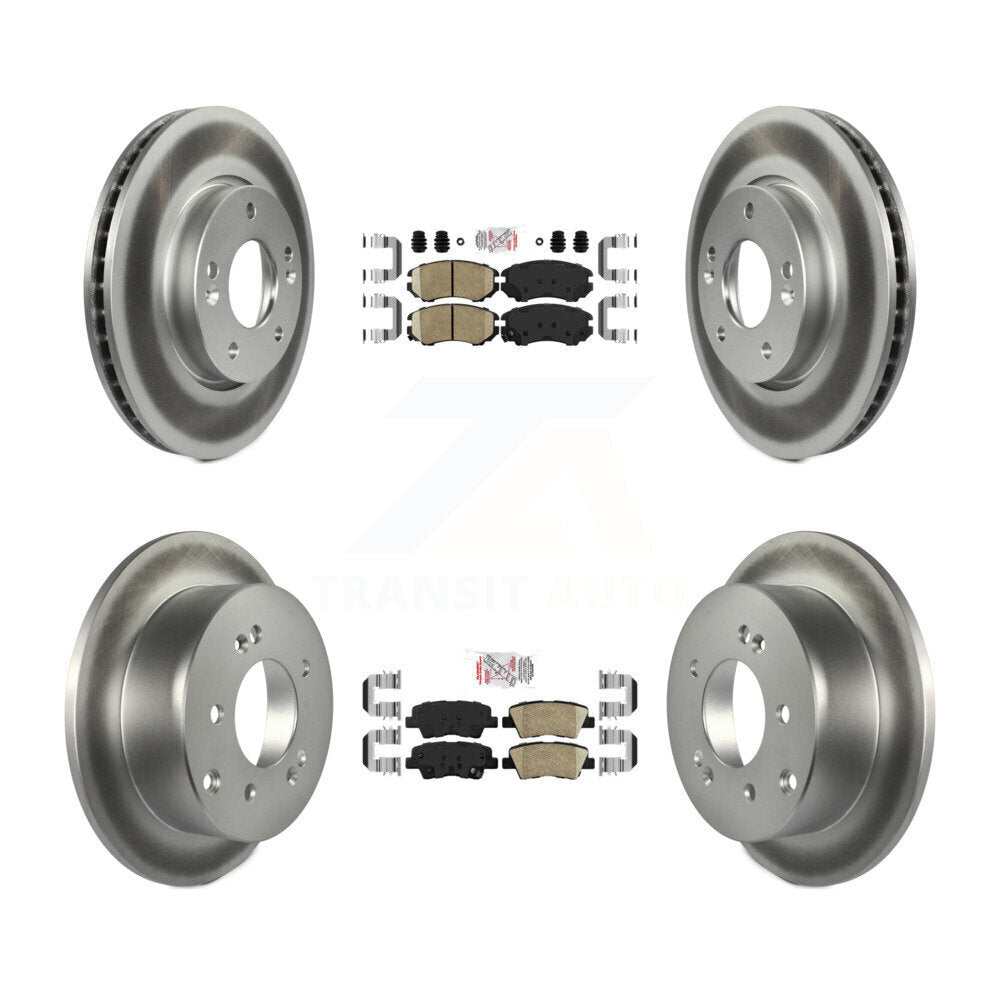 Front Rear Ceramic Pads And Coated Disc Brake Rotors Kit For 2010-2011 Kia Soul 2.0L KGA-103021