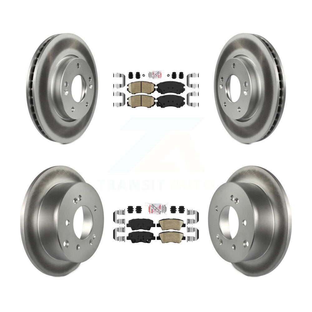 Front Rear Ceramic Pads And Coated Disc Brake Rotors Kit For 2010-2011 Kia Soul 2.0L KGA-103023