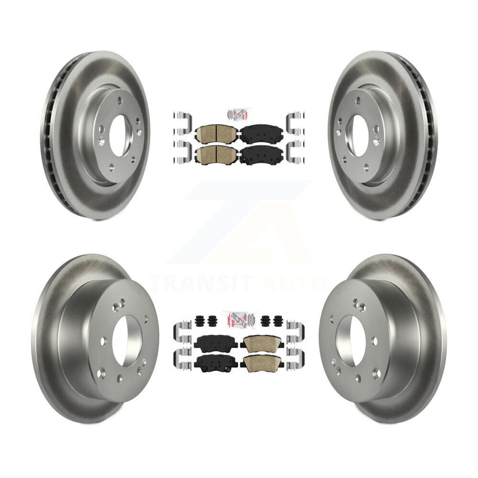 Front Rear Ceramic Pads And Coated Disc Brake Rotors Kit For 2010-2011 Kia Soul 2.0L KGA-103024