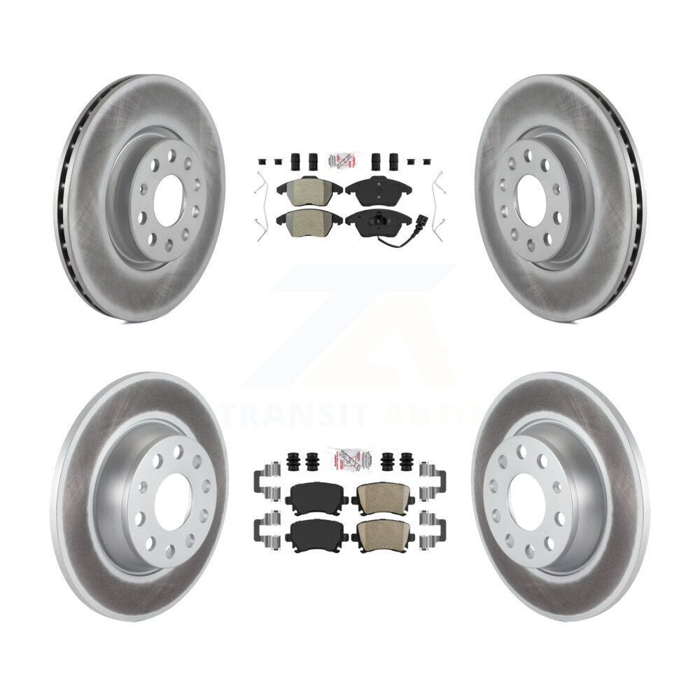 Front Semi-Metallic Rear Ceramic Pad Coated Brake Rotor Kit For Volkswagen GTI Passat Eos KGA-103043