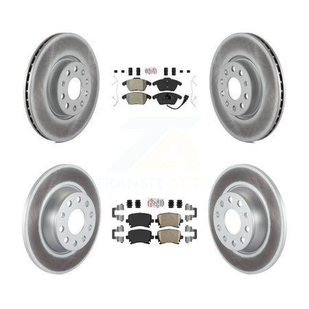 Front Semi-Metallic Rear Ceramic Pad Coated Brake Rotor Kit For Volkswagen GTI Passat Eos KGA-103043