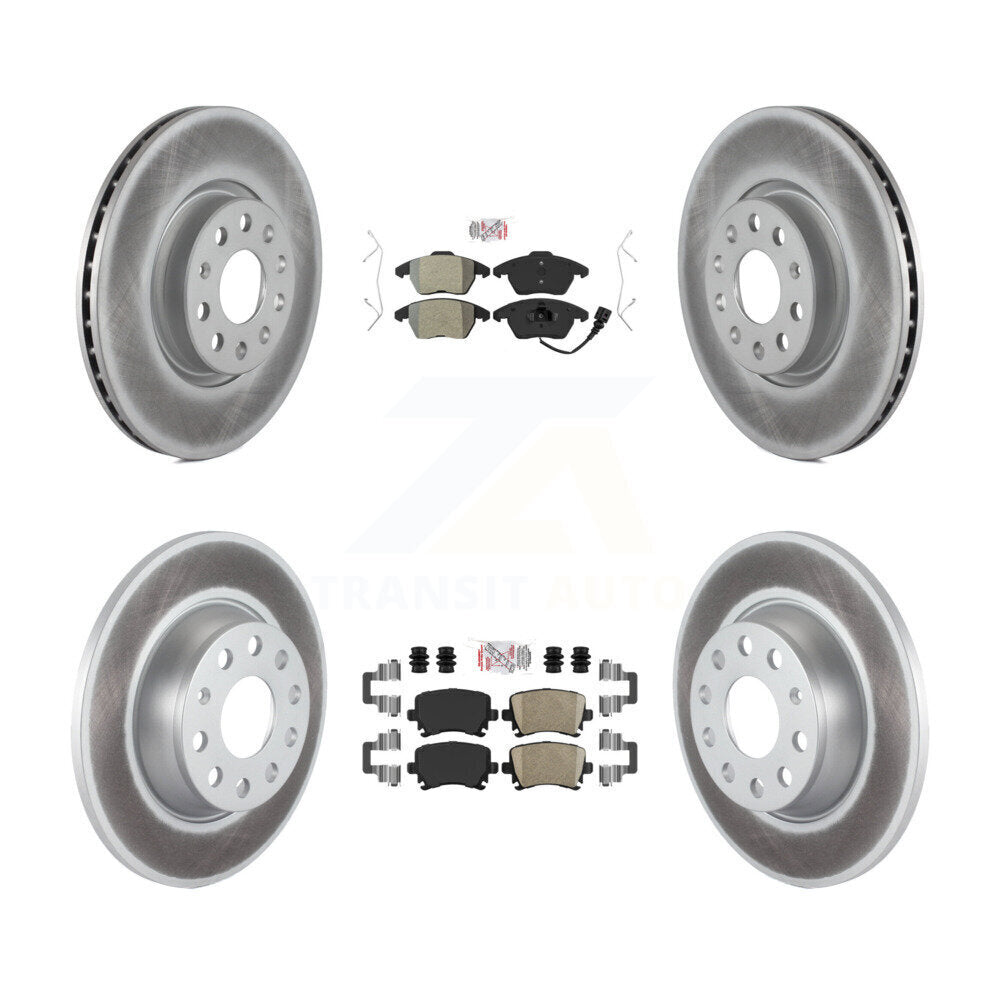Front Semi-Metallic Rear Ceramic Pad Coated Brake Rotor Kit For Volkswagen GTI Passat Eos KGA-103044