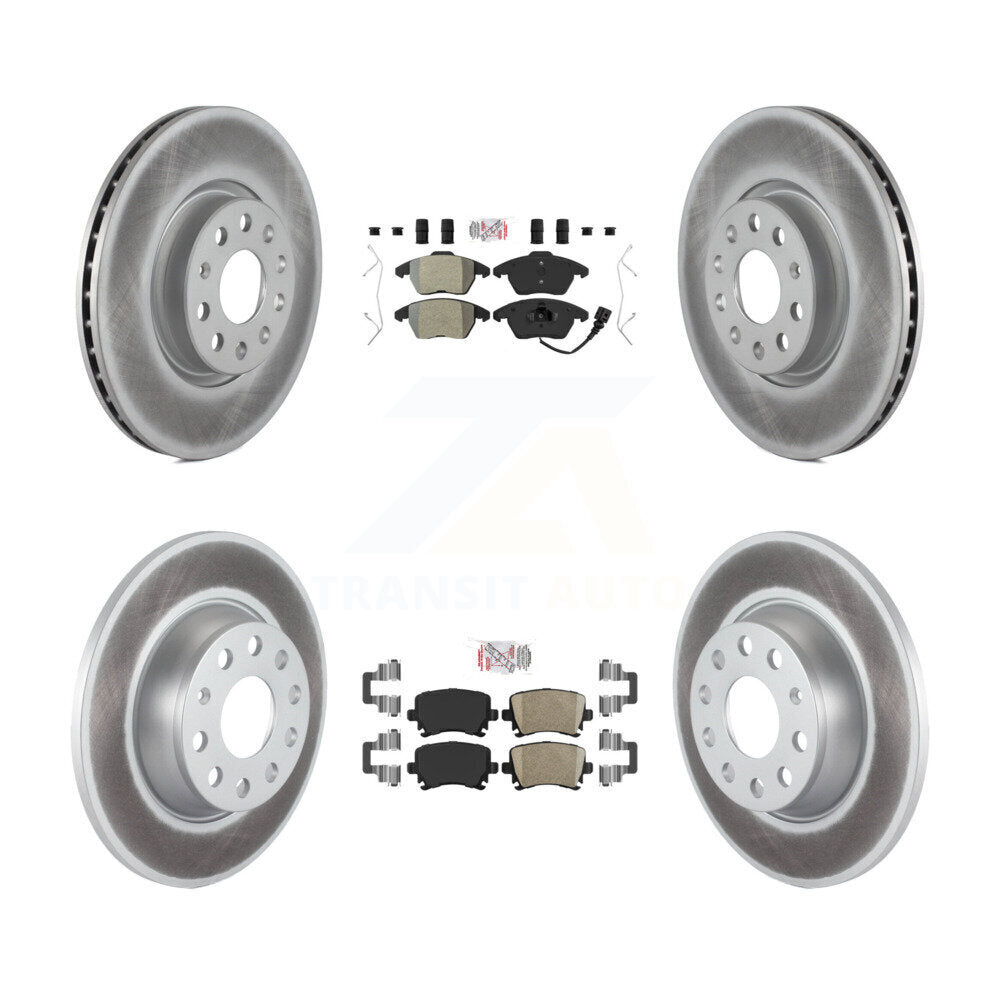 Front Semi-Metallic Rear Ceramic Pad Coated Brake Rotor Kit For Volkswagen GTI Passat Eos KGA-103049