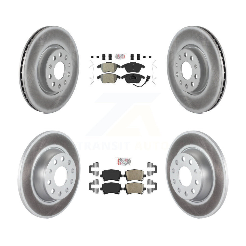 Front Semi-Metallic Rear Ceramic Pad Coated Brake Rotor Kit For Volkswagen GTI Passat Eos KGA-103049