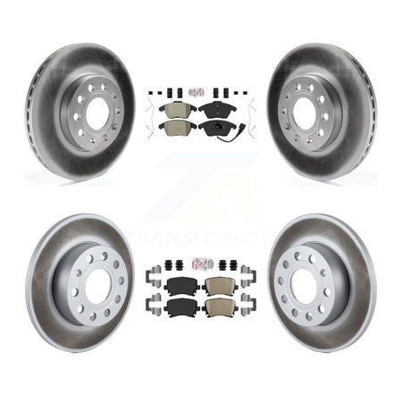 Front Semi-Metallic Rear Ceramic Pad & Coated Disc Brake Rotors Kit For Volkswagen Rabbit KGA-103071