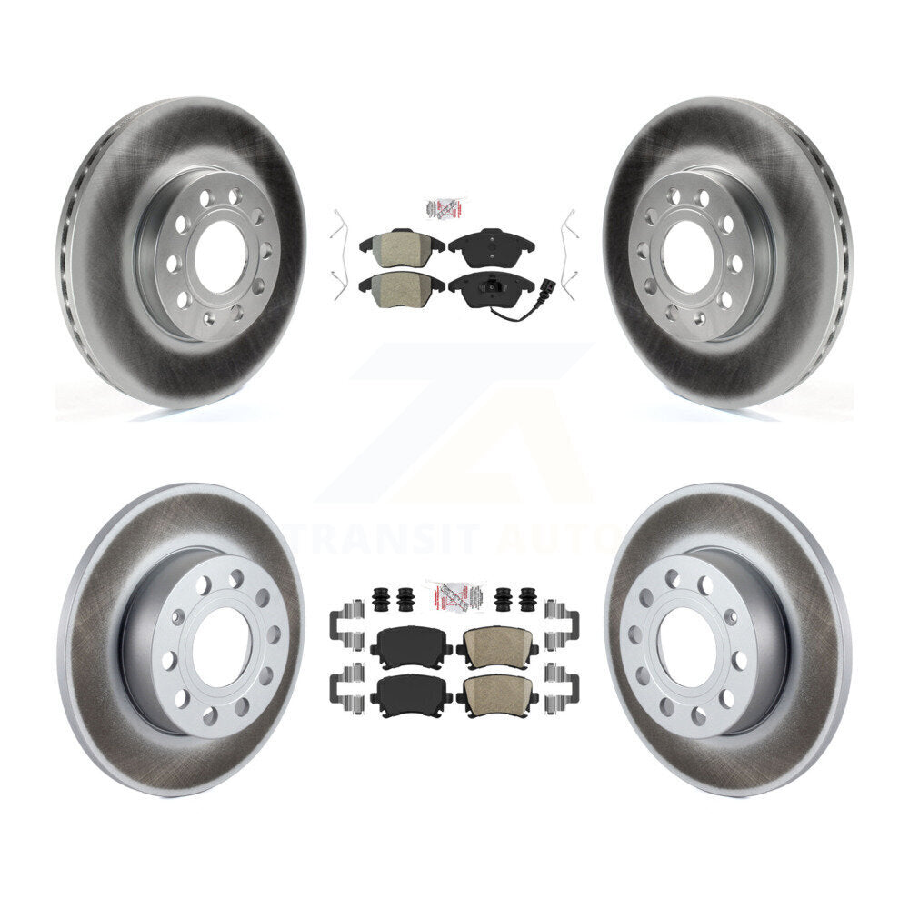 Front Semi-Metallic Rear Ceramic Pad & Coated Disc Brake Rotors Kit For Volkswagen Rabbit KGA-103072