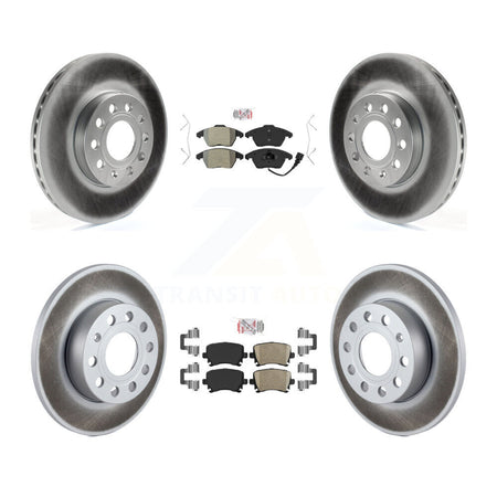 Front Semi-Metallic Rear Ceramic Pad & Coated Disc Brake Rotors Kit For Volkswagen Rabbit KGA-103074