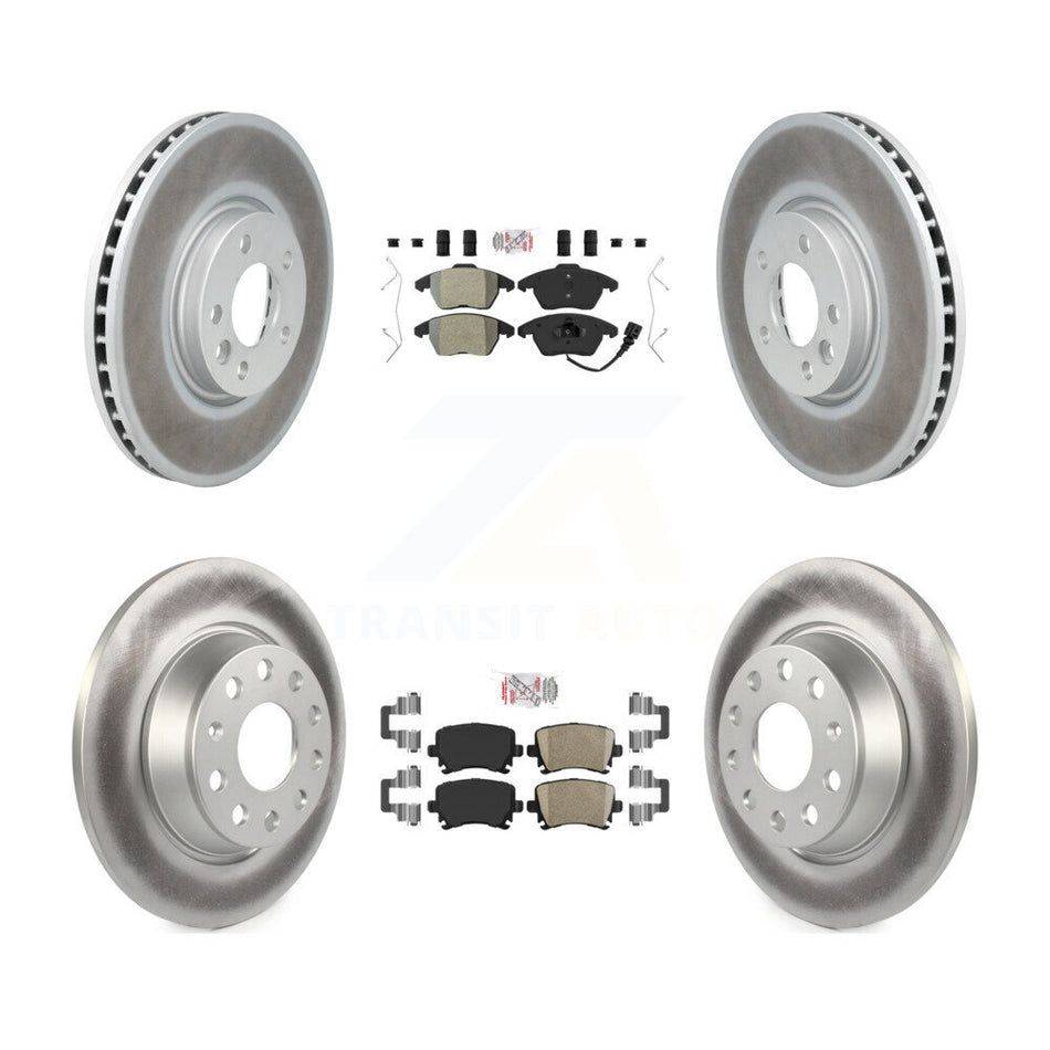 Front Semi-Metallic Rear Ceramic Pads And Coated Disc Brake Rotors Kit For Volkswagen CC KGA-103081
