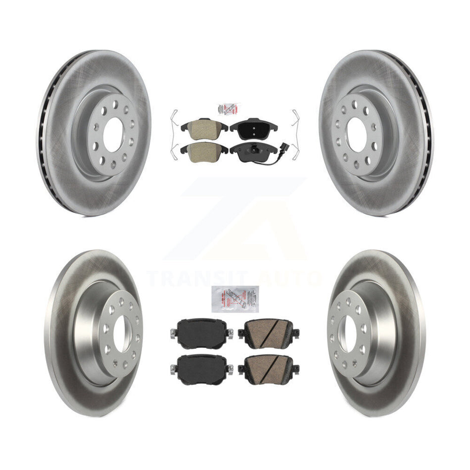 Front Semi-Metallic Rear Ceramic Pad Coated Brake Rotor Kit For 2016-2018 Audi Q3 Quattro KGA-103094