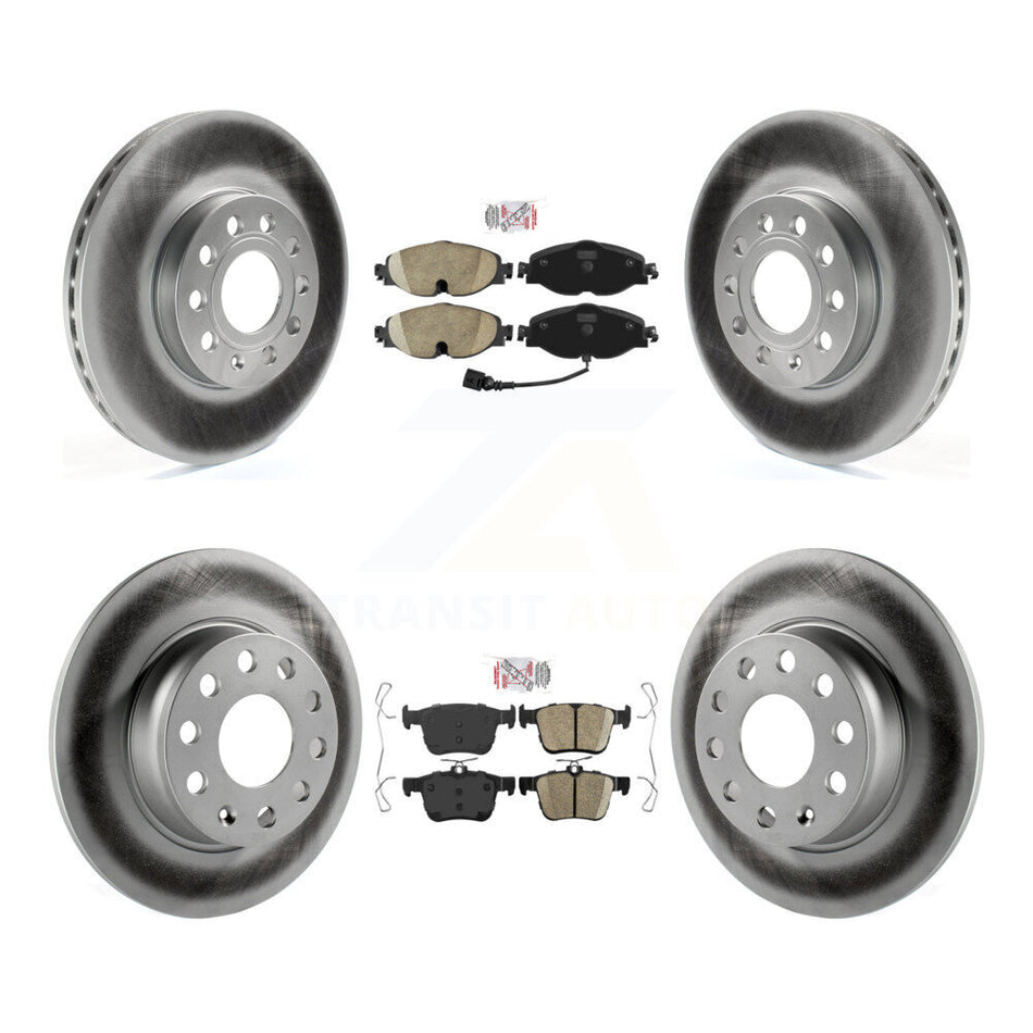 Front Rear Ceramic Pad Coated Brake Rotors Kit For Volkswagen Taos Audi A3 Quattro e-Golf KGA-103098