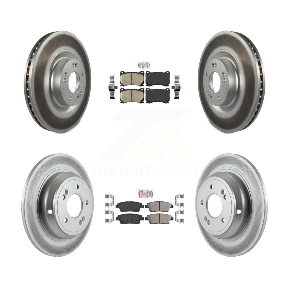 Front Rear Ceramic Pad And Coated Disc Brake Rotor Kit For 2012-2014 Hyundai Genesis 5.0L KGA-103106